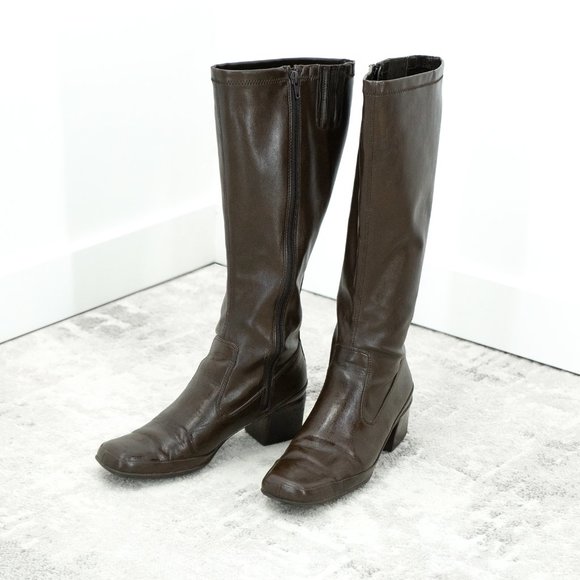 Aerosoles Womens Knee High Boots Black Block Heels Split by What's What - Picture 2 of 3